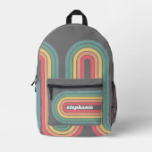 Sac À Dos Imprimé Arc Retro Line Pastel Arc-en-ciel Couleurs Nom du  (Recto)