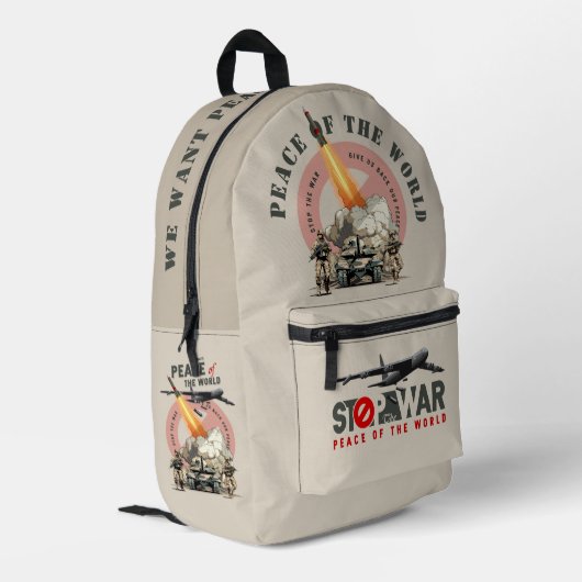 Sac À Dos Imprimé Arrêter la guerre (mode clair) | (Coin arrière gauche)