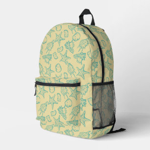 Sac À Dos Imprimé Arrière - plan avec coquilles. Main dessinée