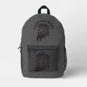 Sac À Dos Imprimé Arrière - plan gris, logo barbier noir texte perso (Recto)
