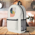 Sac À Dos Imprimé Art Abstrait moderne élégant minimaliste géométriq<br><div class="desc">Un design minimaliste et moderne d'art abstrait avec un design géométrique élégant dans des couleurs muettes de corail rose,  moutarde jaune,  vert turquoise,  bleu marine et gris taupe doux naturel. L'accessoire ou le cadeau parfait.</div>
