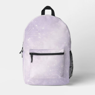 Sac À Dos Imprimé Art IA lila pâle et gris perle