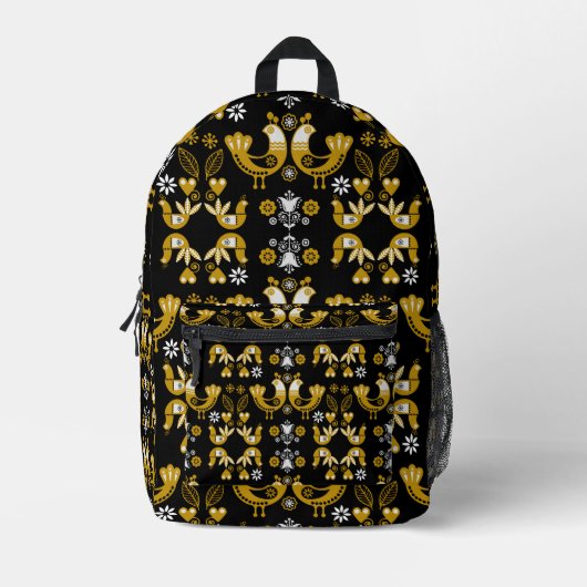 Sac À Dos Imprimé Art populaire scandinave Oiseaux (Recto)