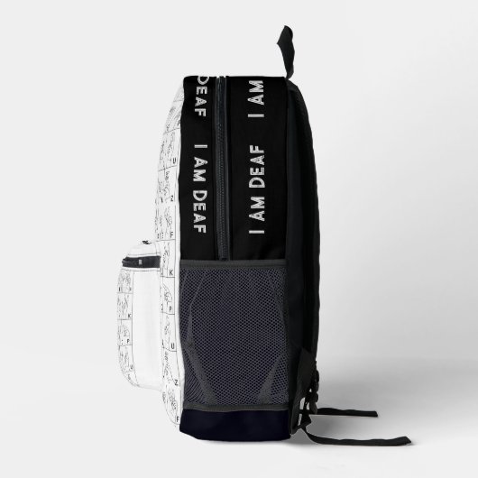 Sac À Dos Imprimé ASL American Sign Language I Am Sourd Backpack (Droite)