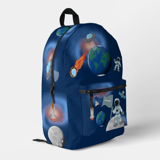 Sac À Dos Imprimé Astronaut dans la galaxie spatiale Nom personnalis (Coin arrière gauche)