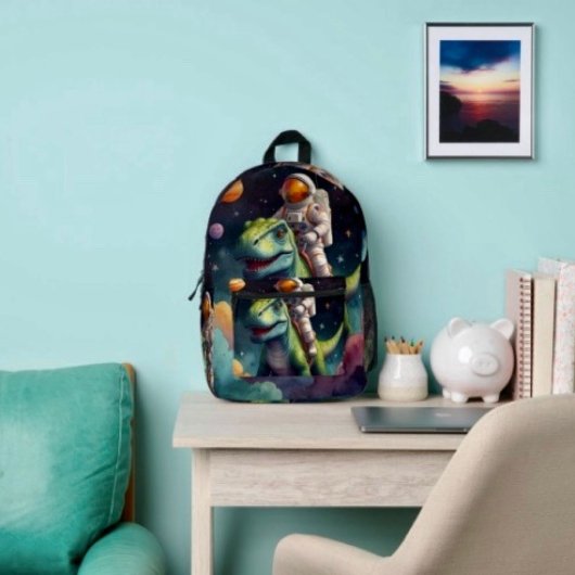 Sac À Dos Imprimé Astronaute sur Dino dans l'espace 