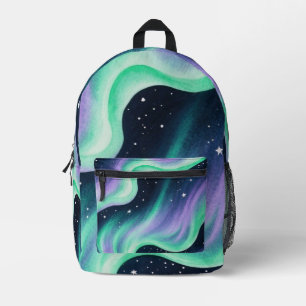 Sac À Dos Imprimé Aurora Borealis, motif vert et violet