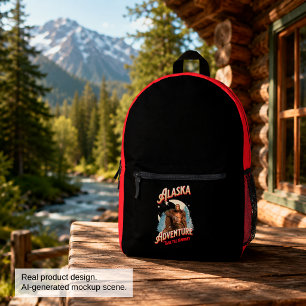 Sac À Dos Imprimé Aventure Bigfoot en Alaska Art Rétro de la Nature