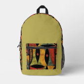 Sac À Dos Imprimé Aztec, African Design Olive (Recto)