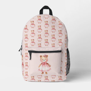Sac À Dos Imprimé Baby Teddy Bear en robe rose