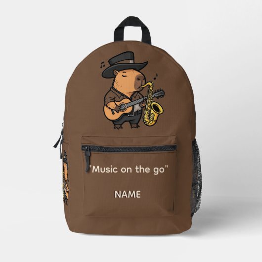 Sac À Dos Imprimé Backpack – Capybara Music Vibes (Recto)