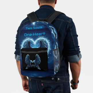 Sac À Dos Imprimé Backpack Two Souls One Heart Eagle Glow Blue