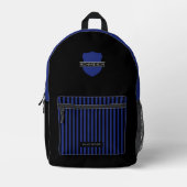 Sac À Dos Imprimé Badge de policier personnalisé Bleu Grilles (Recto)