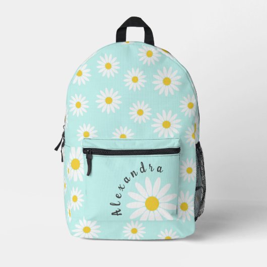 Sac À Dos Imprimé Baisy blanc et nom (Recto)