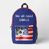 Sac À Dos Imprimé Bal De Football Sur Drapeau Américain (Recto)