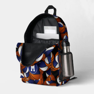 Sac À Dos Imprimé Ballons de basket bleu blanc monogrammés athlétiqu