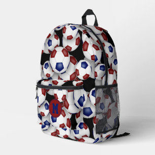 Sac À Dos Imprimé ballons de football bordeaux bleu motif monogrammé