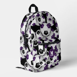 Sac À Dos Imprimé ballons de football noir violet motif monogrammé