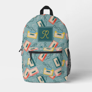 Sac À Dos Imprimé Bande de cassette Motif Monogramme bleu