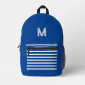 Sac À Dos Imprimé Bandes bleues et blanches profondes -monogrammée (Recto)