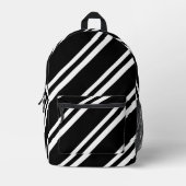 Sac À Dos Imprimé Bandes diagonales noires et blanches (Recto)