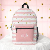 Sac À Dos Imprimé Bandes et pointes roses avec Monogramme Filles mig