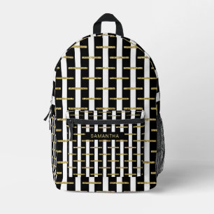 Sac À Dos Imprimé Bandes noires et blanches avec Glittery Gold
