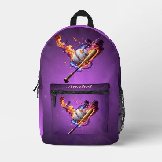 Sac À Dos Imprimé Baseball en feu. (Recto)