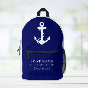 Sac À Dos Imprimé Bateau Ancre nautique Capitaine Nom de famille Mar