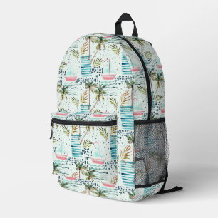 Sac À Dos Imprimé Bateau Watercolor avec Motif Palm Tree