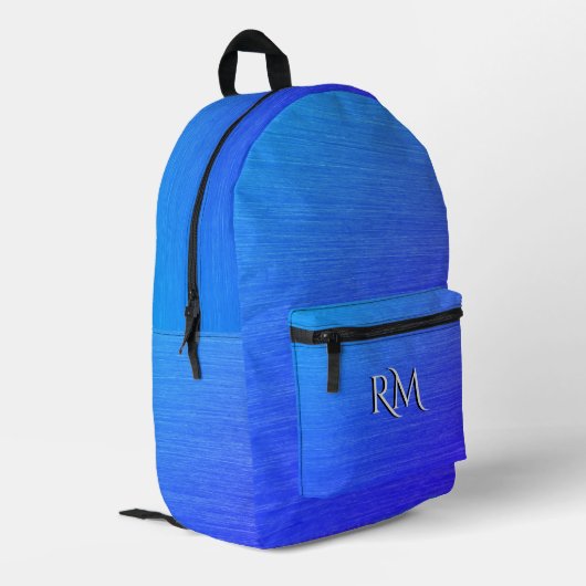 Sac À Dos Imprimé Beau Monogramme Bleu Uni (Coin arrière gauche)