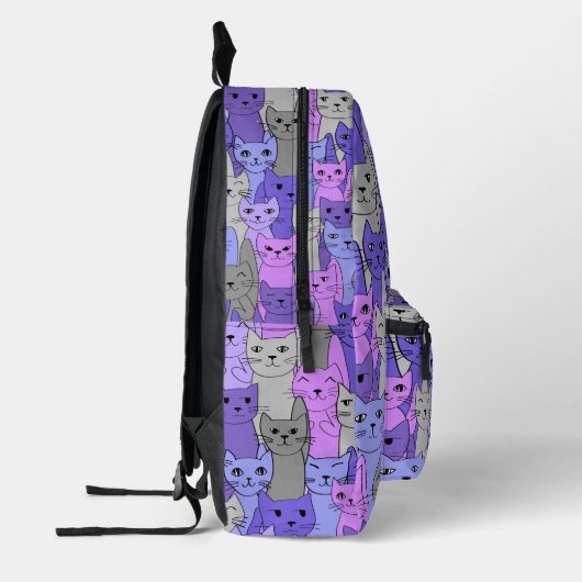 Sac À Dos Imprimé Beaucoup de chats violets Design Back Pack (Gauche)