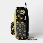 Sac À Dos Imprimé Beautiful Golden Paws Prints on Black Background (Droite)