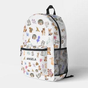 Sac À Dos Imprimé Beaux animaux de la forêt de verdure motif de bois