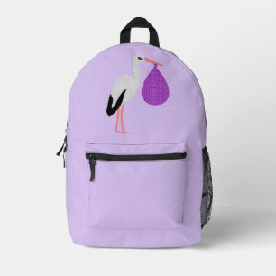 Sac À Dos Imprimé Bébé Cigogne de genre neutre Violet