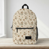 Sac À Dos Imprimé Beige Floral Backpack for Her, Customizable