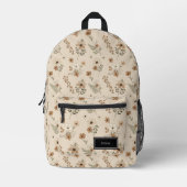 Sac À Dos Imprimé Beige Floral Backpack for Her, Customizable (Recto)