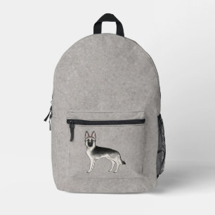 Sac À Dos Imprimé Berger allemand gris argenté Chien de dessin animé