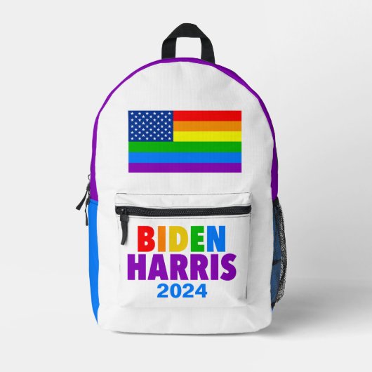 Sac À Dos Imprimé Biden Harris Rainbow American Flag LGBT Custom (Recto)