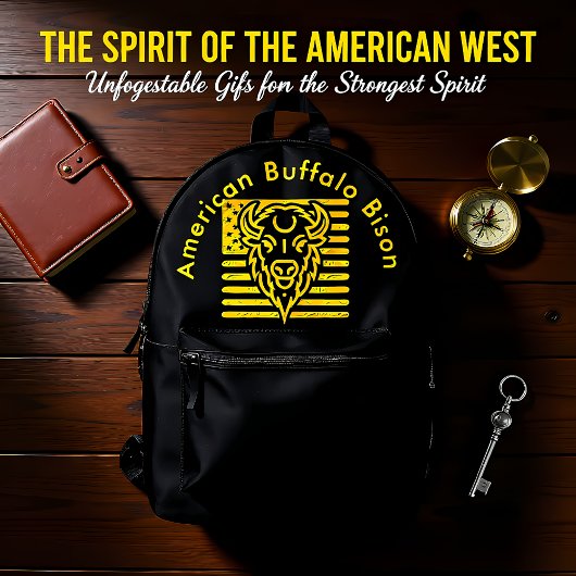 Sac À Dos Imprimé Bison avec Arrière - plan américain
