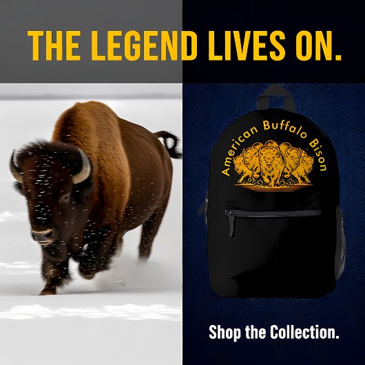 Sac À Dos Imprimé Bison Herd Charging Through the Water in Nature