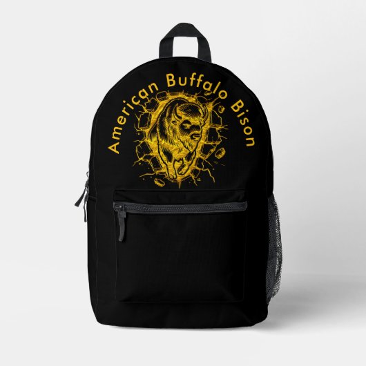 Sac À Dos Imprimé Bison qui éclate à travers un mur (Recto)