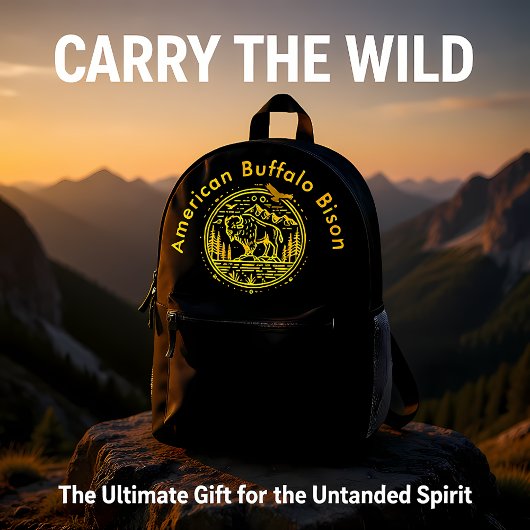 Sac À Dos Imprimé Bison Stands Majestically in a Natural Landscape