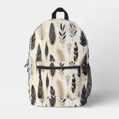 Sac À Dos Imprimé Black and Gold Feather Printed Backpack (Recto)