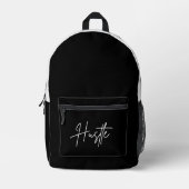 Sac À Dos Imprimé Black and White Backpack - Hustle Quote Bag (Recto)