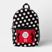 Sac À Dos Imprimé Black Baseball Joueur Silhouette Nom Numéro (Recto)