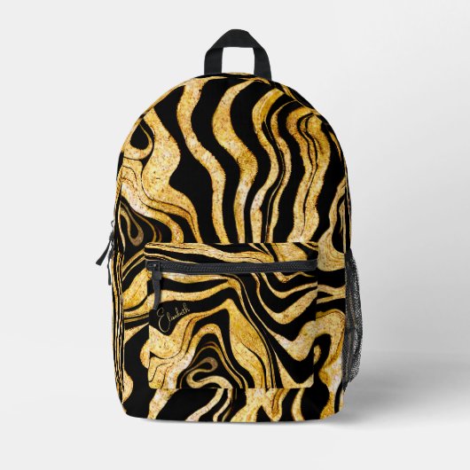 Sac À Dos Imprimé Black & Gold Parties scintillant Zebra Ajouter vot (Recto)