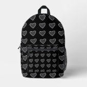 Sac À Dos Imprimé Black Grey Love Hearts Motif (Recto)