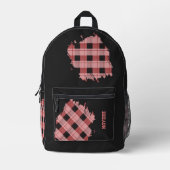 Sac À Dos Imprimé Black, Pink Plaid Patches, Name  (Recto)