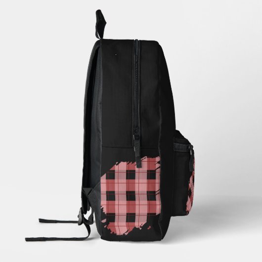 Sac À Dos Imprimé Black, Pink Plaid Patches, Name  (Gauche)